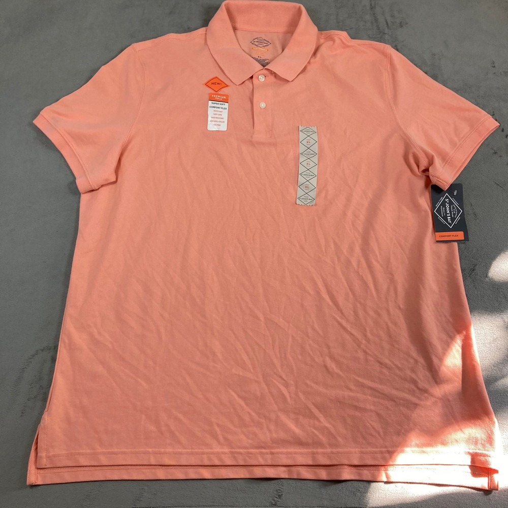 St Johns Bay Mens XL Performance Comfort Flex Polo Shirt Coral Peach Quick-Dri